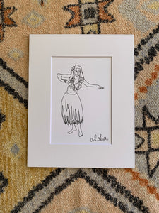 Line hula girl with 8”x10” white mat