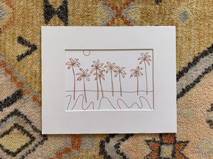 Line palm terracotta