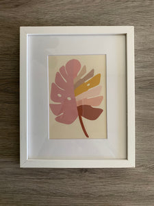 Pink Monstera with white Frame