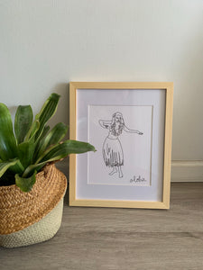 Line hula girl 11”x14”