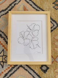 Line hibiscus with frame (11”x14”)