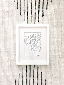Line monstera with 8”x10” white frame