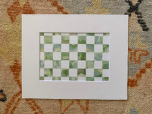 Load image into Gallery viewer, Checkered  (avocado) 8”x10”with mat