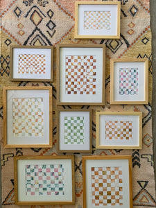 Checkered  (pinkxteal )with mat 11”x14”
