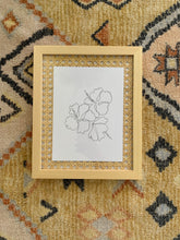 Load image into Gallery viewer, Line hibiscus art print with cane background frame.